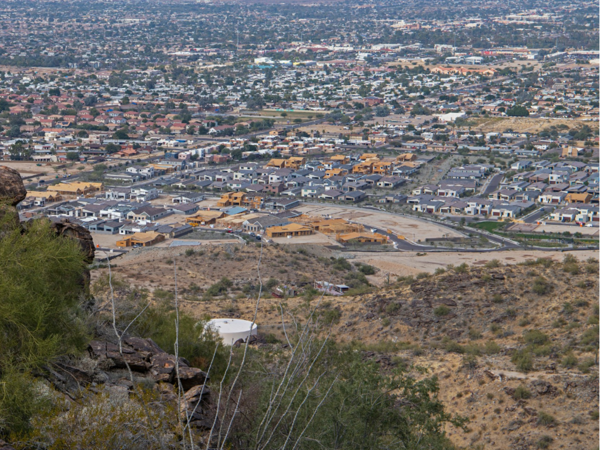 Bird's eye view of neighborhood in Phoenix